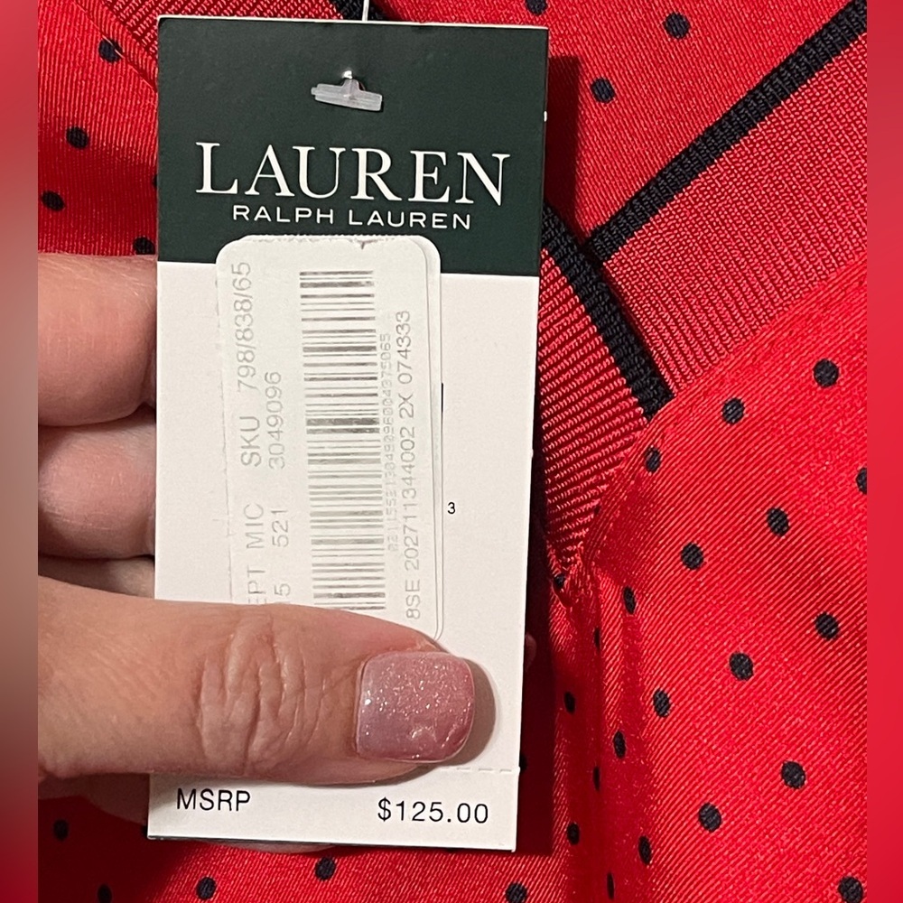 Lauren Ralph Lauren Polka Dot Silky Top Pullover Red Navy Womens Plus Size 2X - Picture 5 of 8